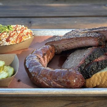 Hurtado Barbecue - Texas Trio with side of Street Corn - Barbeque Near Me - Arlington, Texas Hurtado Barbecue - Texas Trio with side of Street Corn - Barbeque Near Me - Arlington, Texas