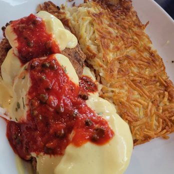 The Scratch Room - Salmon cake Benedict - Breakfast & Brunch Near Me - Anaheim, California