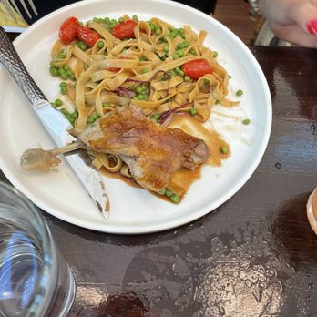 Kersey House - Duck with pasta and peas - French Near Me - Summerville, South Carolina Kersey House - Duck with pasta and peas - French Near Me - Summerville, South Carolina