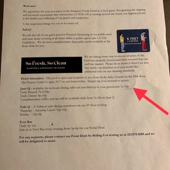 Kimpton Everly Hotel - Room service is only available until 9 pm, not 10 pm as all their flyers suggest. - Venues & Event Spaces Near Me - Los Angeles, California Kimpton Everly Hotel - Room service is only available until 9 pm, not 10 pm as all their flyers suggest. - Venues & Event Spaces Near Me - Los Angeles, California