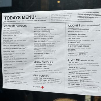 Bang Bang Ice Cream - menu - Desserts Near Me - Toronto, Ontario