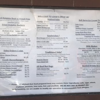 John's Drive In - Menu August 2018 - Burgers Near Me - Kitty Hawk, North Carolina