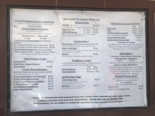 Menu photo 5 John's Drive In Kitty Hawk, NC
