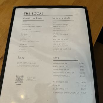 The Local - Drink Menu - New American Near Me - Austin, Texas