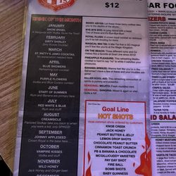 Goal Line Sports Bar & Grill - Cocktail menu.