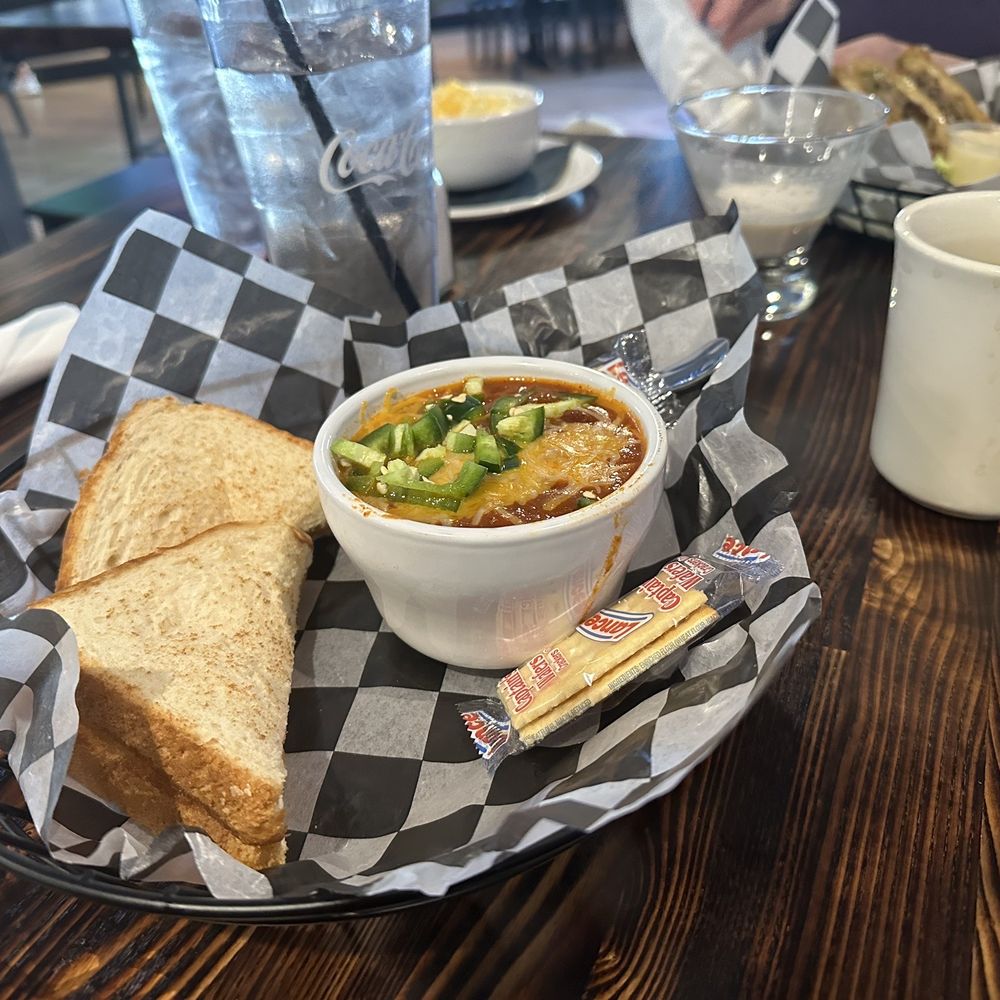 Ed’s Tavern LKN - Chili fortified with Jalapeño and grilled cheese sandwich. - Salad Near Me - Cornelius, North Carolina