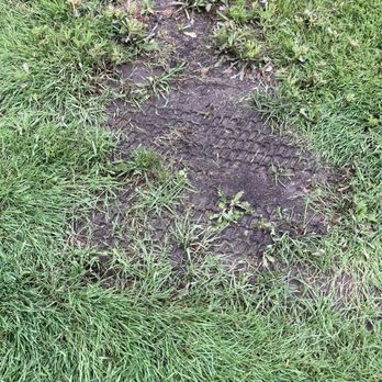 Franklin Outdoor Services - Lawn damage from mower wheels caused by mowing in rain. - Landscaping Near Me - Lakeville, Minnesota