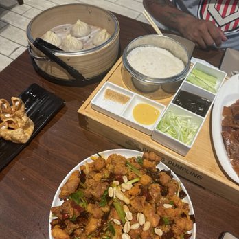 Duck & Dumpling - Spicy chicken, crab Rangoon, half duck, and pork soup dumplings pictured. Not pictured, thai and iced tea both were lacking sweetness. - Noodles Near Me - San Antonio, Texas
