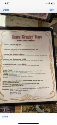 Menu photo 1 Genoa Country Store Genoa, NV