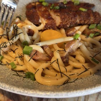 Joey La Jolla - Udon carbonara, added katsu chicken - Steakhouses Near Me - San Diego, California