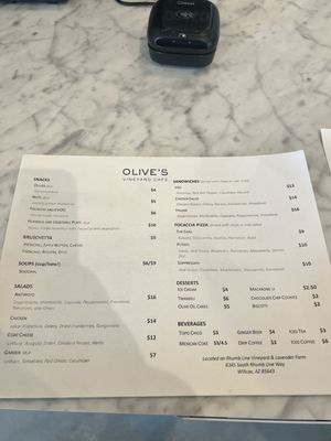 Menu photo 3 Olive's Vineyard Café Willcox, AZ