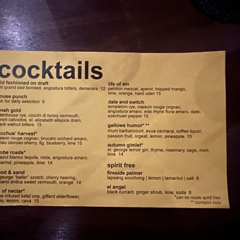 The Eddy - Cocktail Menu (November 2024) - Cocktail Bars Near Me - Providence, Rhode Island