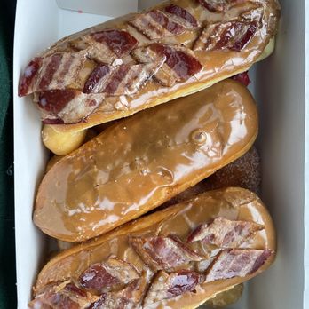 Helen's Donuts & Ice Cream - maple bacon bar and regular maple bar - Donuts Near Me - Tacoma, Washington