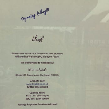 Blend - Opening day! @LocalBlend - Cafes Near Me - London, XGL Blend - Opening day! @LocalBlend - Cafes Near Me - London, XGL
