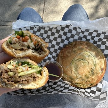 Banh Mi Day - Bahn Mi beef satay sandwich with Green Onion cake - Sandwiches Near Me - Edmonton, Alberta Banh Mi Day - Bahn Mi beef satay sandwich with Green Onion cake - Sandwiches Near Me - Edmonton, Alberta