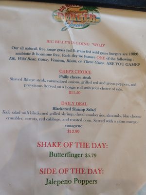 Menu photo 4 Big Billy's Burger Joint North Charleston, SC