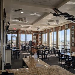 The dining area is very bright, and welcoming, and you can see all the Jets taking off on the runway