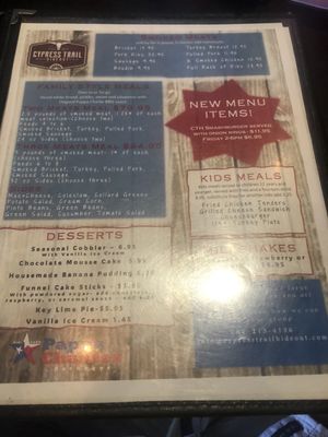 Menu photo 7 Cypress Trail Hideout Cypress, TX