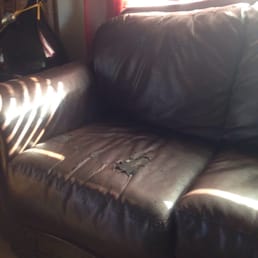 Peeling on sofa cushion.