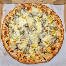 Just Pizza - Medium 3 Cheese Steak Just Pizza - Medium 3 Cheese Steak