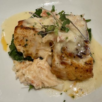 The Chef's Table - River Oaks - Kingclip fish with crabmeat was delicious on a bed of spinach - Steakhouses Near Me - Houston, Texas