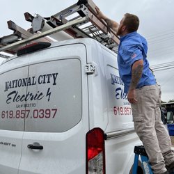 National City Electric - Mike unloads ladder from service vehicle