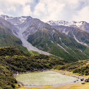 Tasman Glacier - Blue Lakes (it is green because it is fed by rainwater and has a lot of algae, giving it the green color you now see) - Mountain Biking Near Me - Mount Cook National Park, CAN Tasman Glacier - Blue Lakes (it is green because it is fed by rainwater and has a lot of algae, giving it the green color you now see) - Mountain Biking Near Me - Mount Cook National Park, CAN