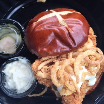 EGP Gastropub - Chicken burger: crispy refreshing. Good cold slaw n home made cucumber pickles - Gastropubs Near Me - Oceanside, New York EGP Gastropub - Chicken burger: crispy refreshing. Good cold slaw n home made cucumber pickles - Gastropubs Near Me - Oceanside, New York