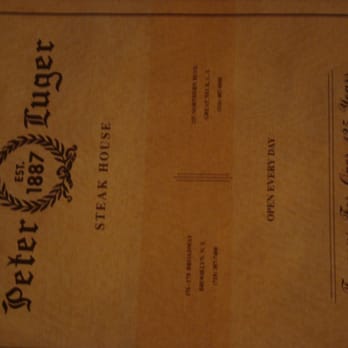 Peter Luger - Front of the Peter Luger menu - Steakhouses Near Me - Brooklyn, New York