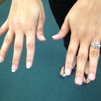 Bellazzio Nails Spa - Right hand is the before and left hand is the after. My left-hand middle finger was filed to the quick! - Nail Salons Near Me - Corona, California