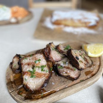 Krasi - Pork souvla - Mediterranean Near Me - Boston, Massachusetts Krasi - Pork souvla - Mediterranean Near Me - Boston, Massachusetts