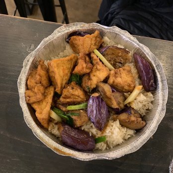 Balo Kitchen - Fried Tofu and Eggplant and Chicken Rice - Comfort Food Near Me - Annandale, Virginia