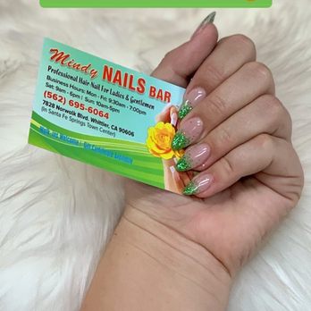 Mindy Nails Bar - My nails!! Holiday neutral with green glitter - Nail Salons Near Me - Whittier, California Mindy Nails Bar - My nails!! Holiday neutral with green glitter - Nail Salons Near Me - Whittier, California