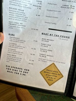 Menu photo 2 Backroads BBQ Ava, MO