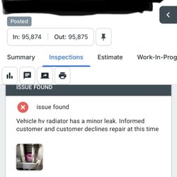 Concord Auto Service - Found a start of a radiator leak and point it out during 90k service which involves coolant service but to some it's a predatory upselling