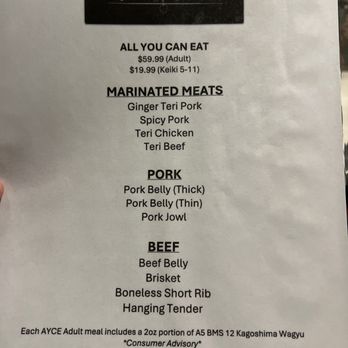 Kale’s Hale - AYCE Menu - Barbeque Near Me - Honolulu, Hawaii