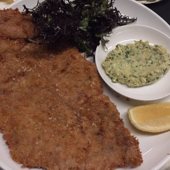 Wildair - Pork Milanese, Gribiche, Mustard Greens - New American Near Me - New York, New York Wildair - Pork Milanese, Gribiche, Mustard Greens - New American Near Me - New York, New York