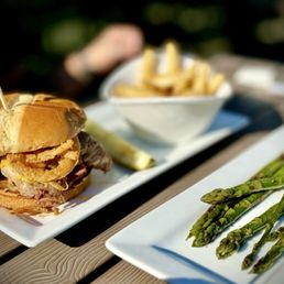 Brisket fries and asparagus Brisket fries and asparagus