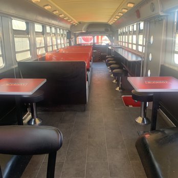 Lucky's Drive In - Inside retro bus - Burgers Near Me - Tacoma, Washington Lucky's Drive In - Inside retro bus - Burgers Near Me - Tacoma, Washington