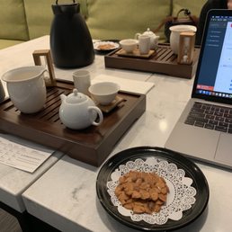 Free almond cookies with purchase of tea