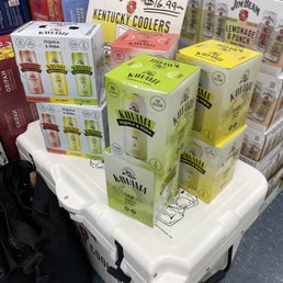 a cooler filled with bottles a cooler filled with bottles
