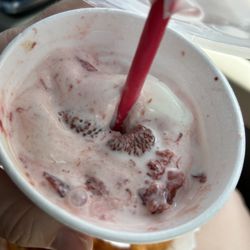 The Malt Shop - Strawberry shake with real strawberries mixed into it.