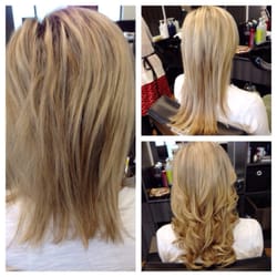 Parlour Hair Lounge - Hair extensions before and after done by Becca. Cold application, no damage!