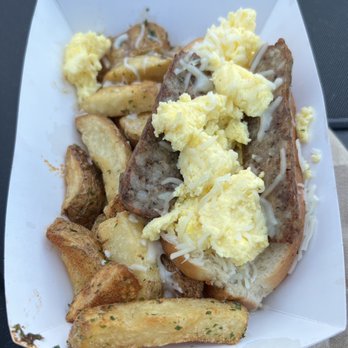 Angie's Lobster - Sausage, Egg & Cheese Sandwich with Breakfast Potatoes - Seafood Near Me - Tempe, Arizona Angie's Lobster - Sausage, Egg & Cheese Sandwich with Breakfast Potatoes - Seafood Near Me - Tempe, Arizona