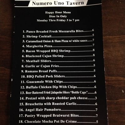 Menu photo 5 Numero Uno Tavern West Hills, CA