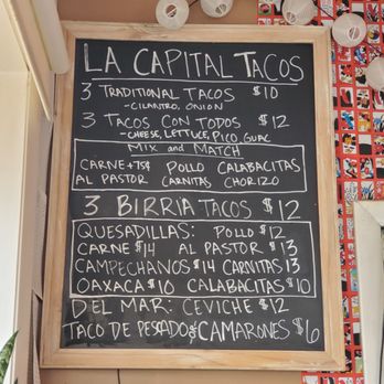 La Capital Tacos - Menu board - Tacos Near Me - Troy, New York La Capital Tacos - Menu board - Tacos Near Me - Troy, New York