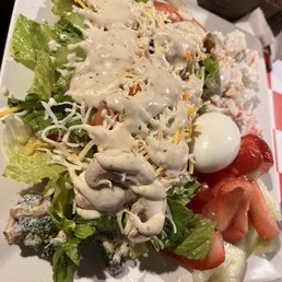 Salad from the salad bar before grill chicken were added.
