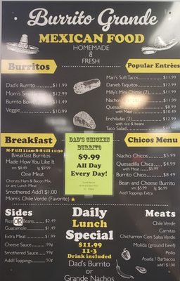 Menu photo 2 El Burrito Grande Peyton, CO