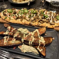 Prime on Avenue - Eggplant & Baba Ganoush and Shawarma flatbread