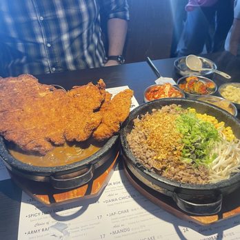 Dawa Kitchen - Curry Pork Katsu + Beef Belly plate - Korean Near Me - Garden grove, California